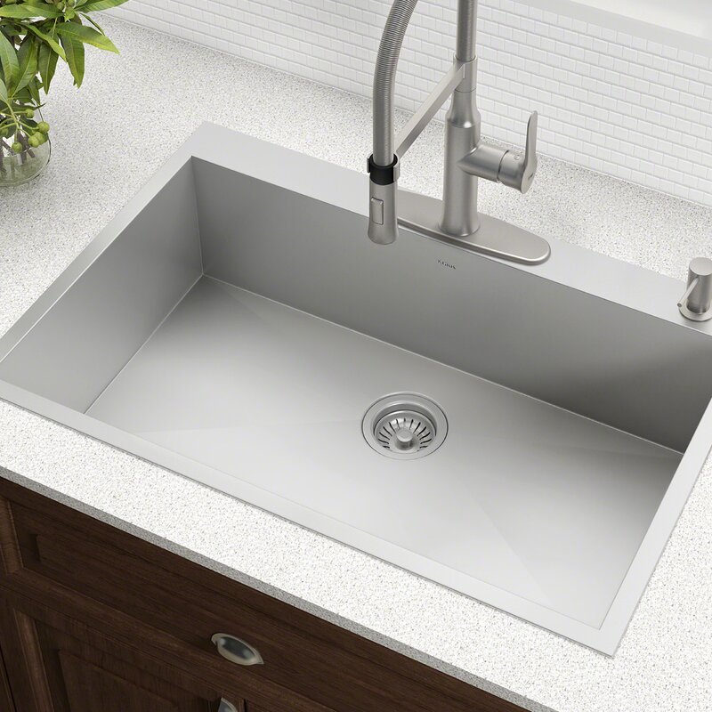 Kraus Pax™ ZeroRadius Topmount Series 33" x 22" DropIn Kitchen Sink